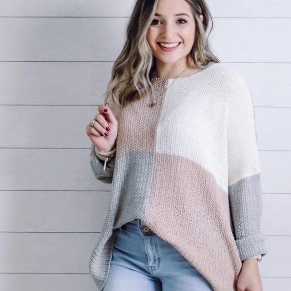 easel Sweaters - Easel Colorblock Sweater Size Large